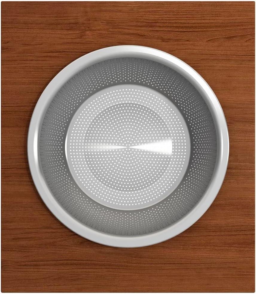 BOCCHI Wood Board With Large Round Stainless Steel Mixing Bowl And Colander F/1344, 1348, 1360, 1362, 1504, 1505, 1506 (Short Side Only), 1627, 1628