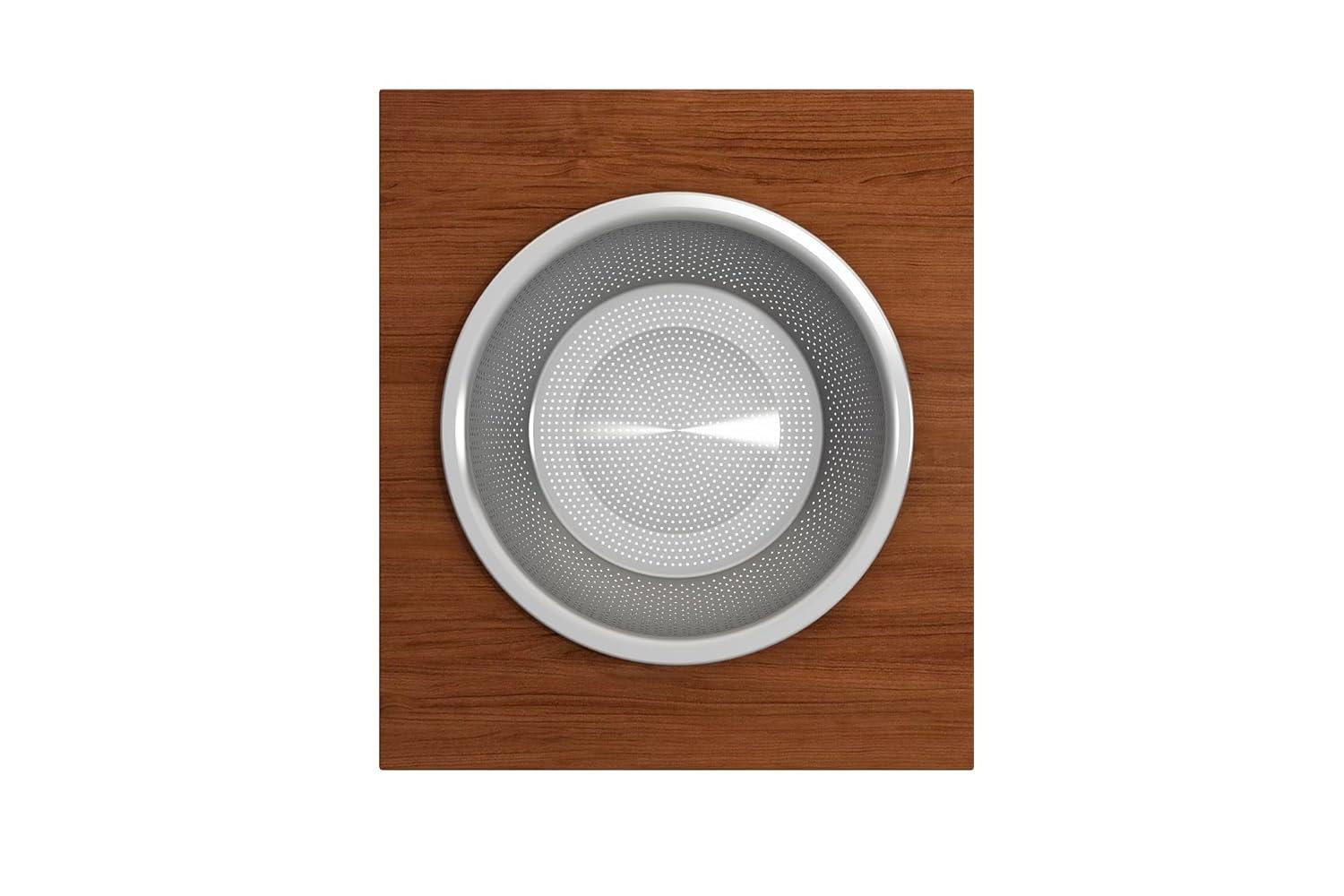 BOCCHI Wood Board With Large Round Stainless Steel Mixing Bowl And Colander F/1344, 1348, 1360, 1362, 1504, 1505, 1506 (Short Side Only), 1627, 1628