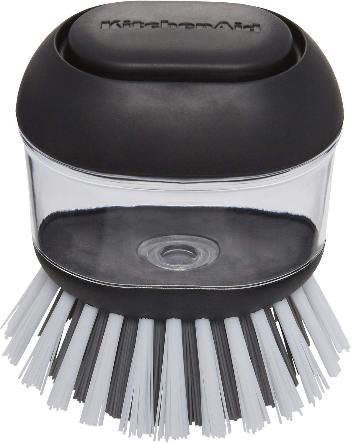 Black and Clear Plastic Soap Dispensing Palm Brush