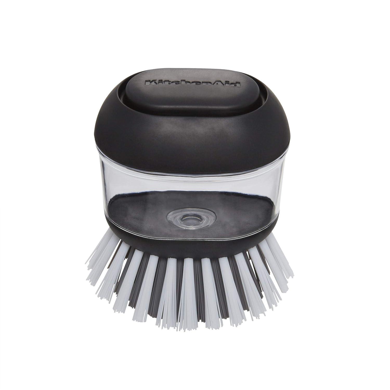 Black and Clear Plastic Soap Dispensing Palm Brush