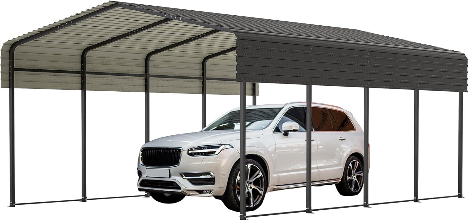 Thanaddo Car Port 13x20 FT Metal Carport Heavy Duty Carport Canopy Metal Garage Car Tent Outdoor Car Shelter Shade with Galvanized Steel Roof Frame for Car Truck Pickup SUV Tractor and Boat