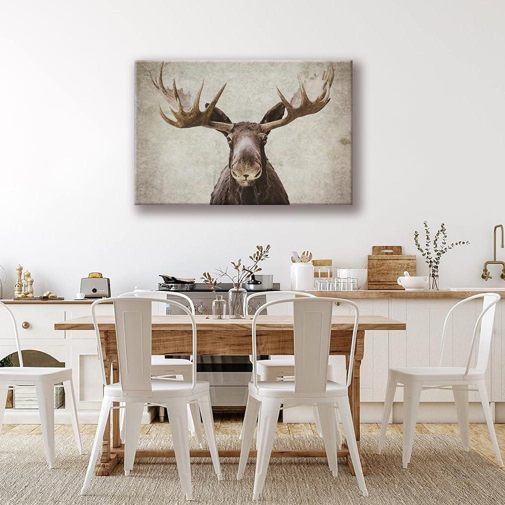 Elmer The Moose Rustic Canvas Art for Kids Room Decor
