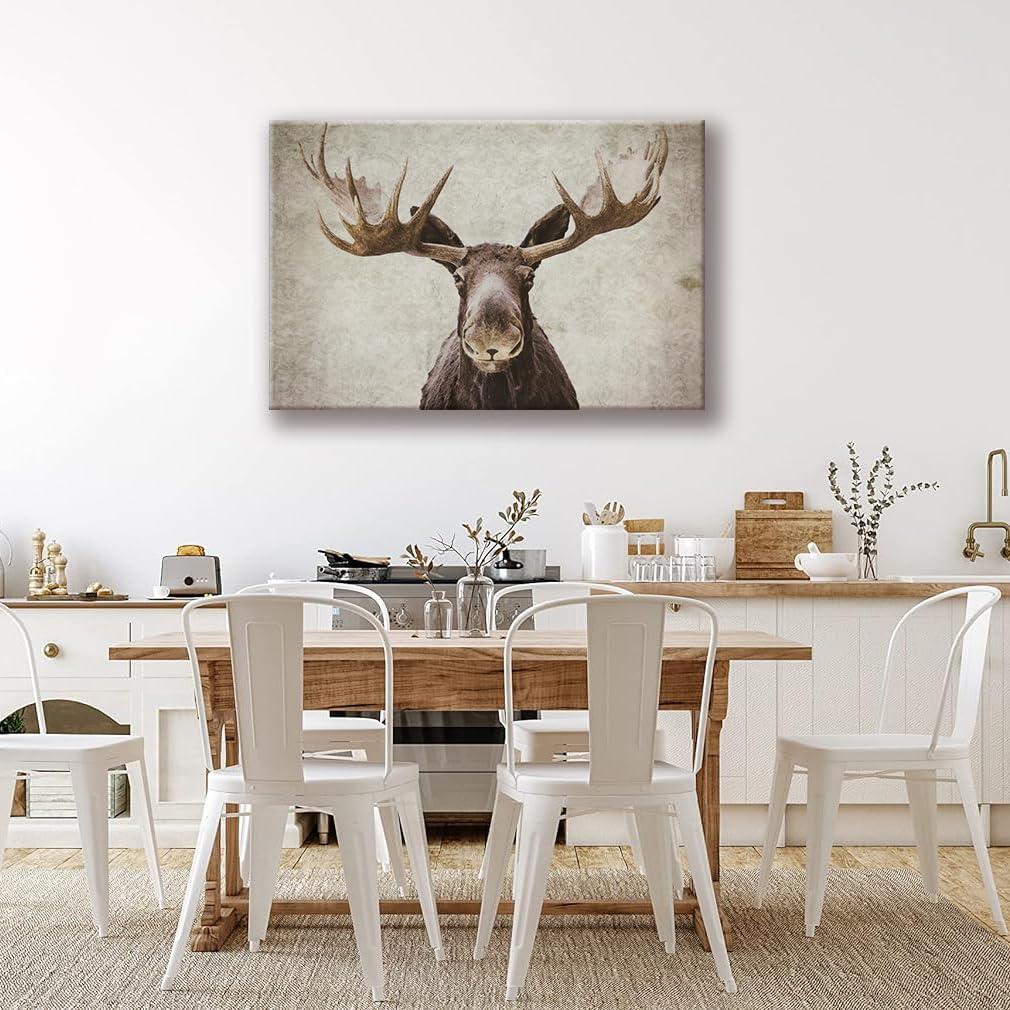 Elmer The Moose Rustic Canvas Art for Kids Room Decor