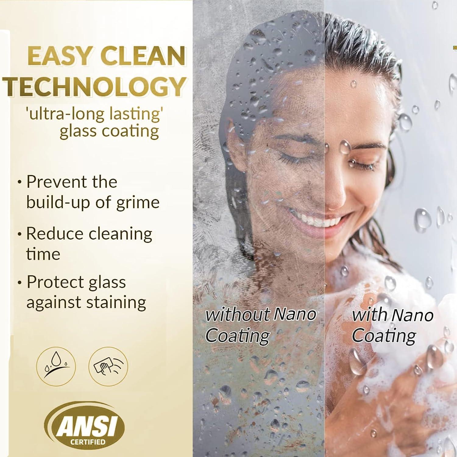 LOONGFIELD Sliding Shower Glass Door 56-60 In. W X 72 In. H, Adjustable Semi Frameless Shower Door, Certified Thick Clear Clear Tempered Glass, 304 Stainless Steel Handles ASTARQ-W2269P144324