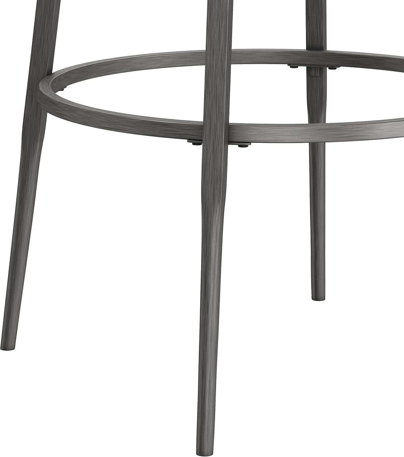 Gray Wood and Metal Swivel Bar Stool with Backrest