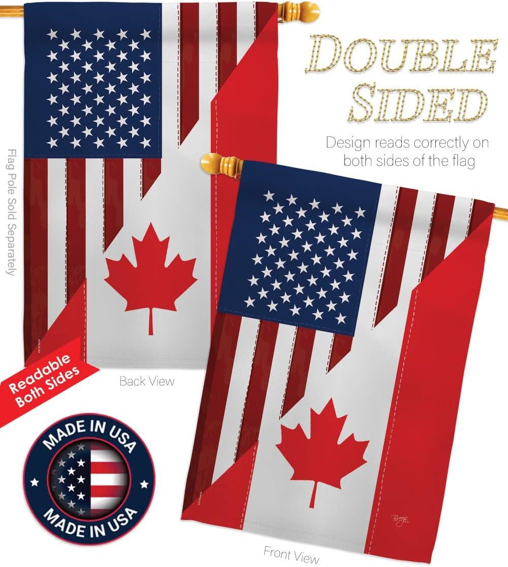 Patriotic US-Canada Friendship Rectangular Outdoor Flag