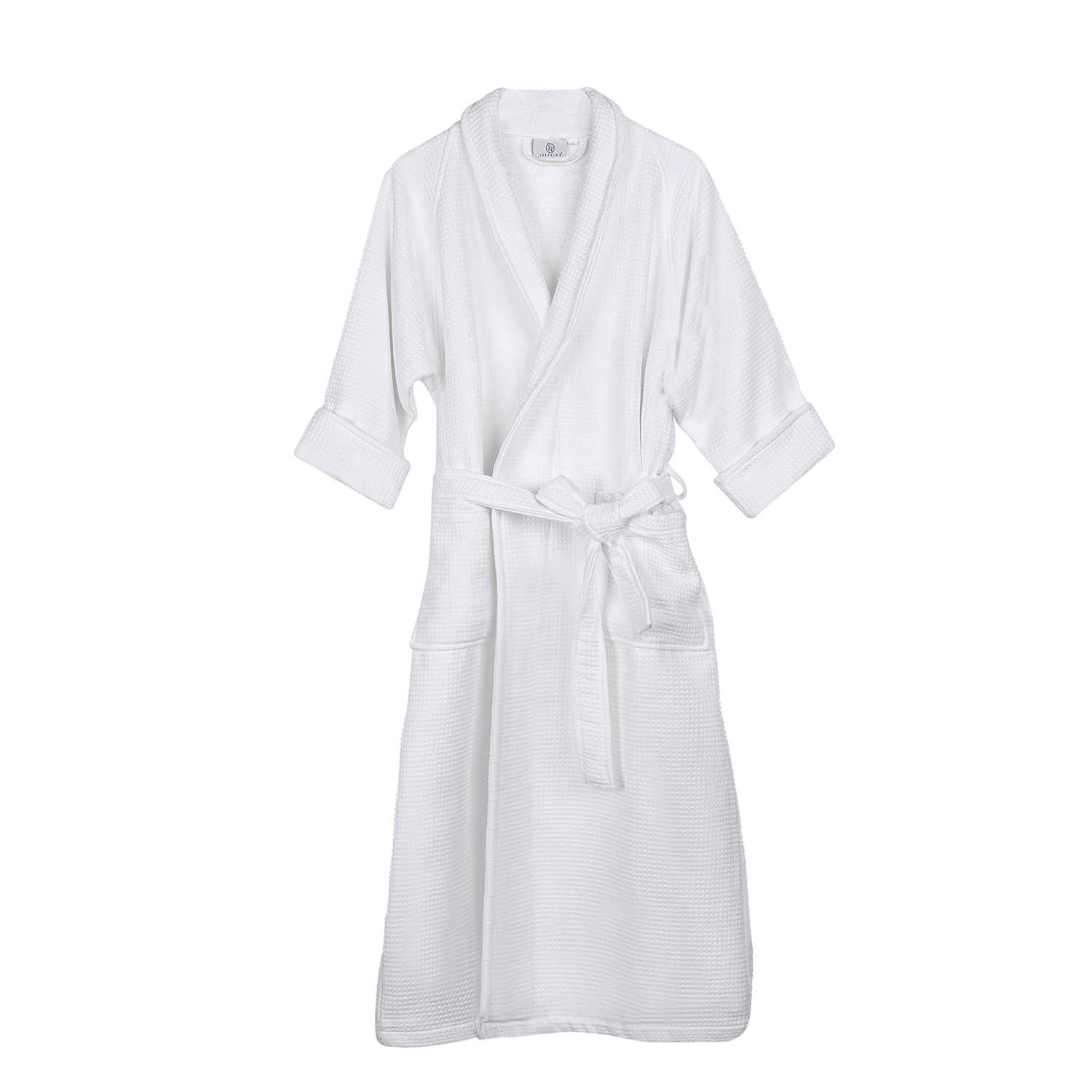 Superior Waffle Cotton Unisex Soft Adult Bath Robe, Small, White