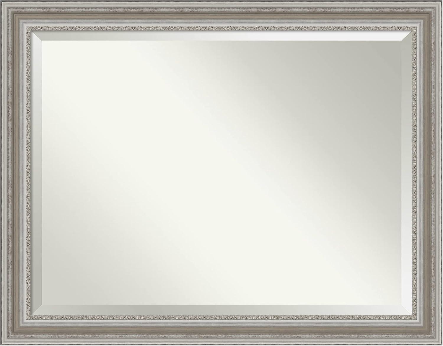 46" x 36" Parlor Framed Wall Mirror Silver - Amanti Art: Modern Beveled, No Assembly Required
