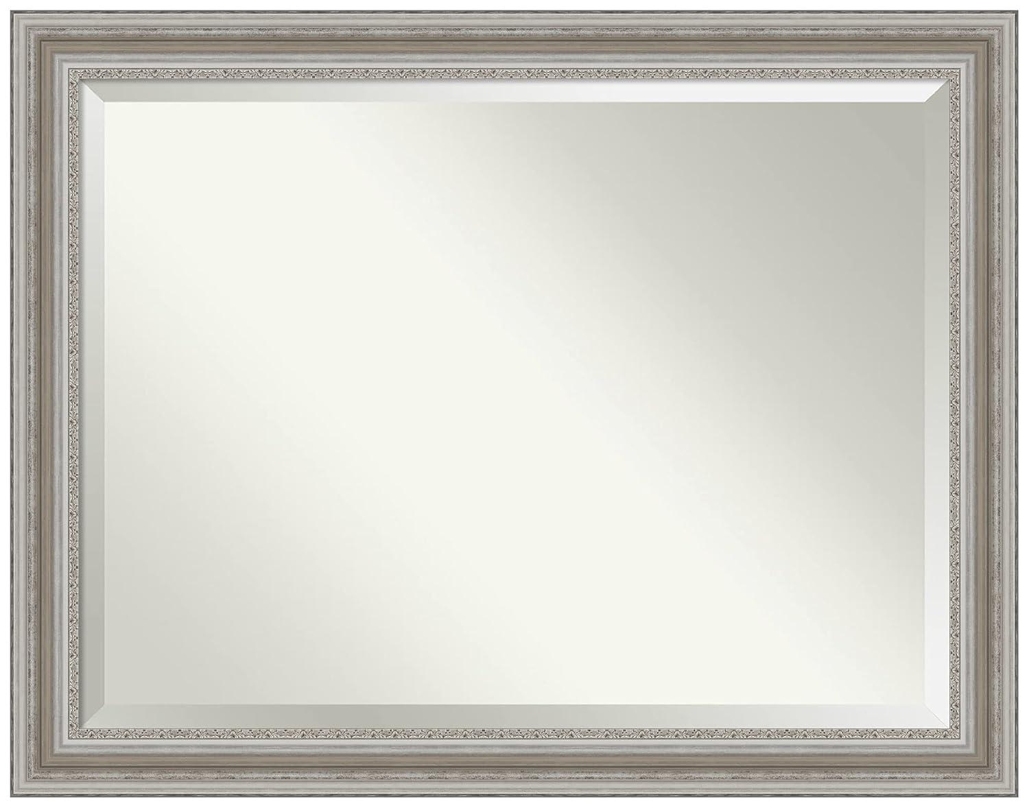 46" x 36" Parlor Framed Wall Mirror Silver - Amanti Art: Modern Beveled, No Assembly Required