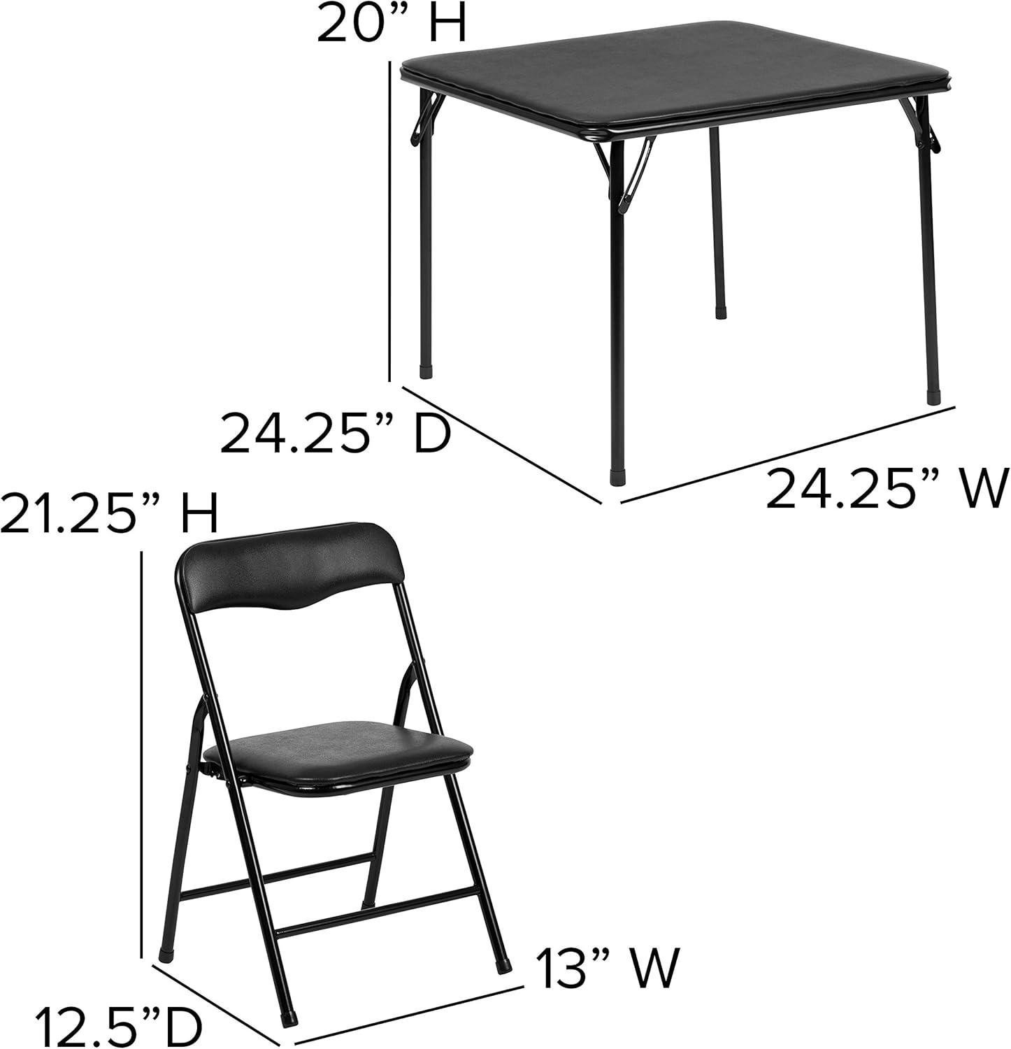 Flash Furniture Kids Black 3 Piece Folding Table and Chair Set