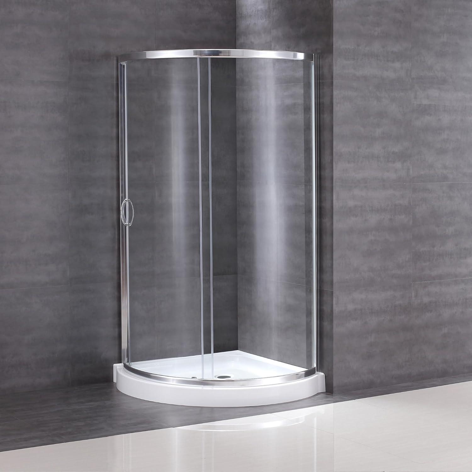 Ove Decors Breeze_36_without_walls OVE Decors Breeze Premium 40 in. Round Shower Kit w/ Clear, Base in Chrome Finish