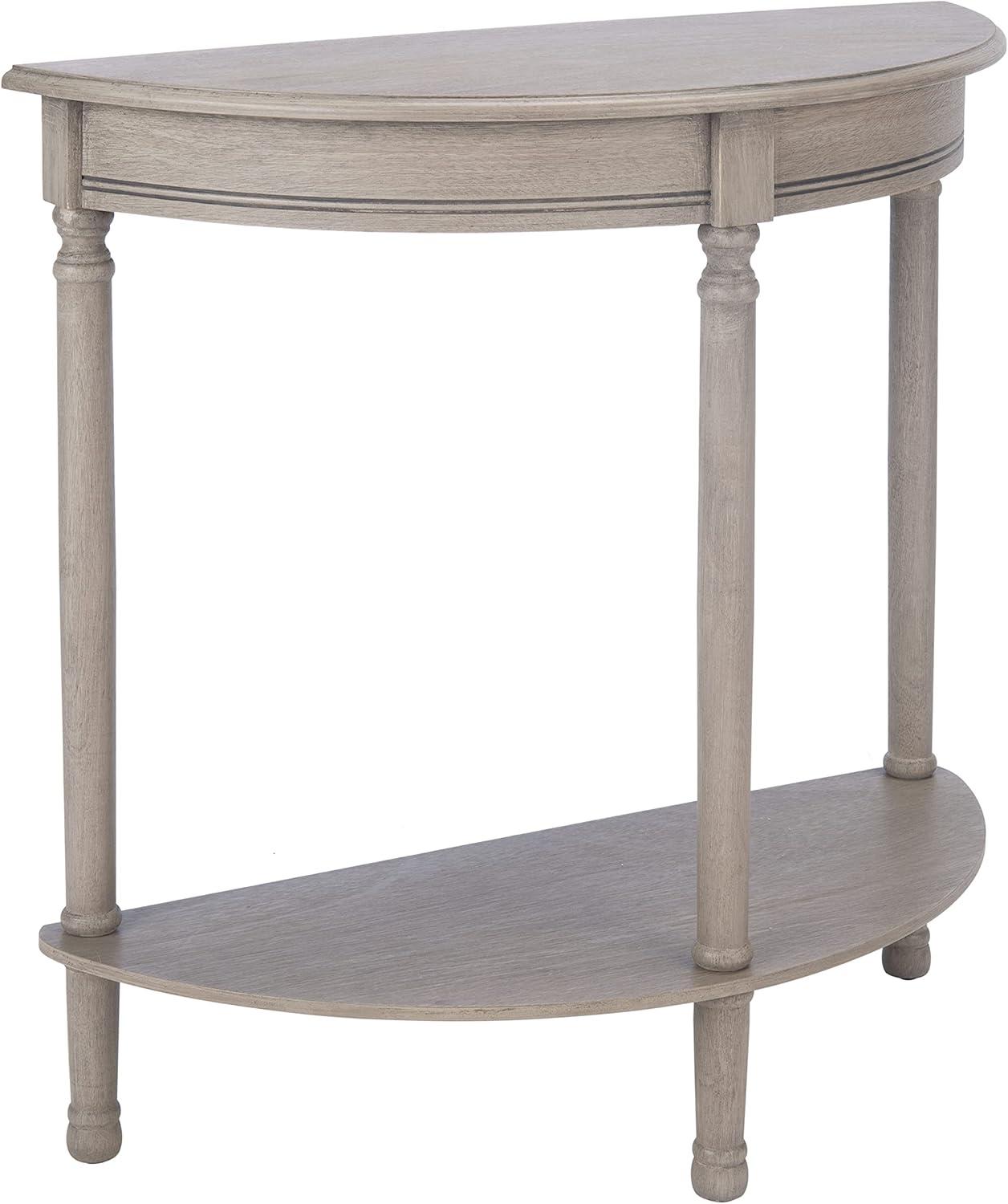 SAFAVIEH Tin.sley French Half Round Console Table, Greige (28 in. W x 11.8 in. D x 28 in. H)