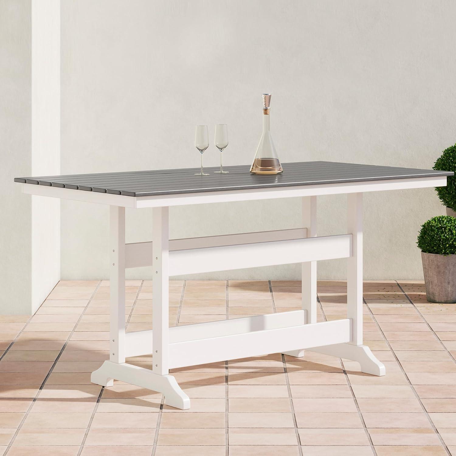 Ashley Furniture Transville Outdoor Plastic Dining Table in Gray and White
