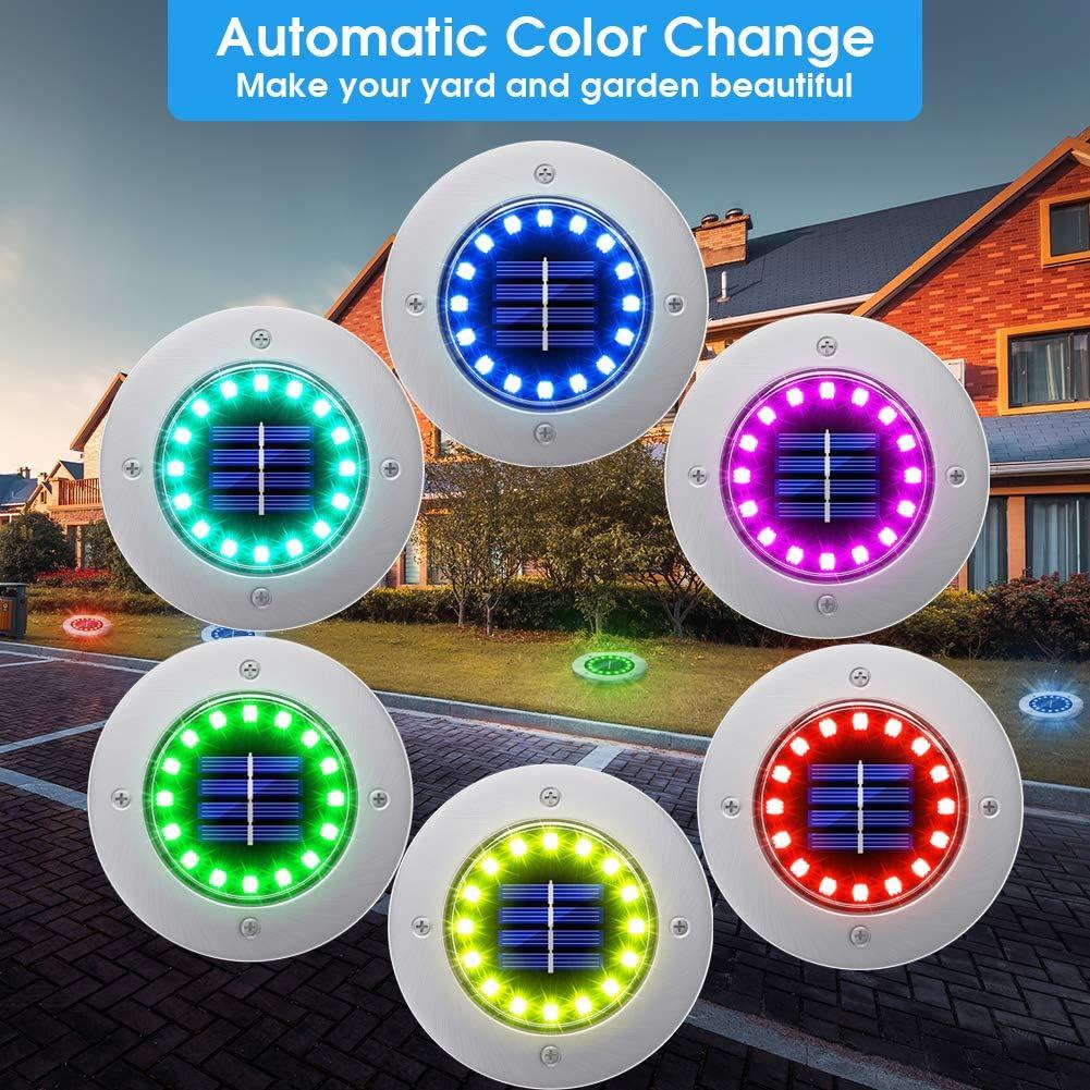 Solar Lights Outdoor, 16 LEDs Solar Ground Lights Waterproof Solar Landscape Lights for Pathway Garden Walkway Driveway Yard Decorations Multi-Color - 8 Pack