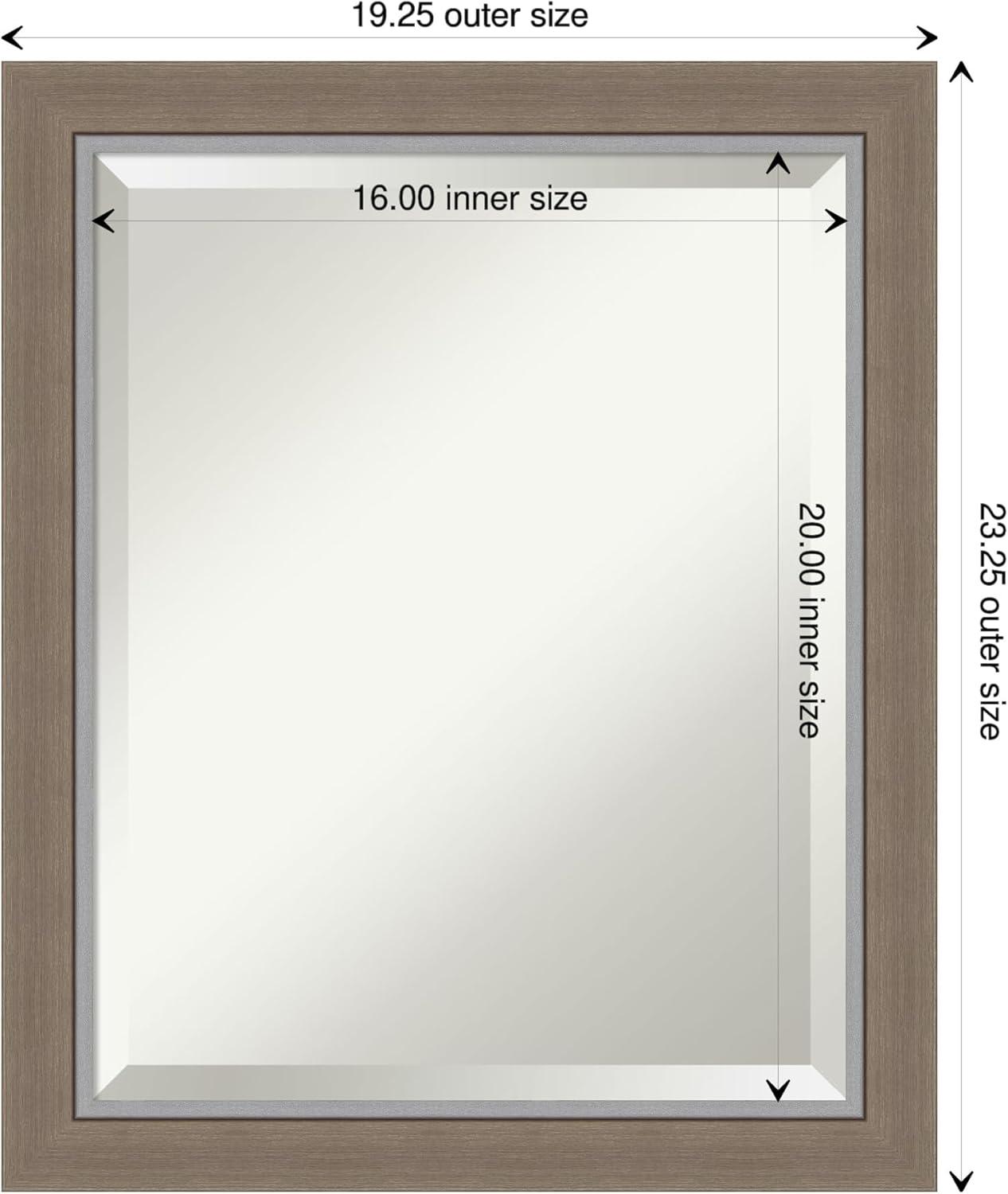 Amanti Art Beveled Bathroom Wall Mirror - Eva Narrow Frame Eva Brown Narrow Outer Size: 19 x 23 in Silver, Brown