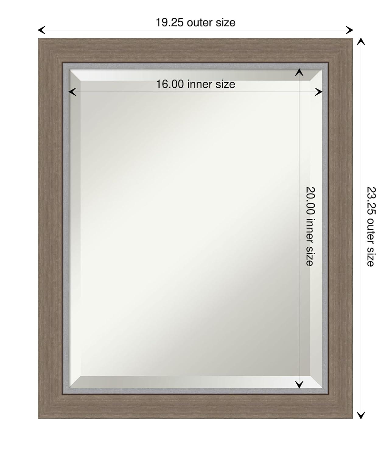 Amanti Art Beveled Bathroom Wall Mirror - Eva Narrow Frame Eva Brown Narrow Outer Size: 19 x 23 in Silver, Brown