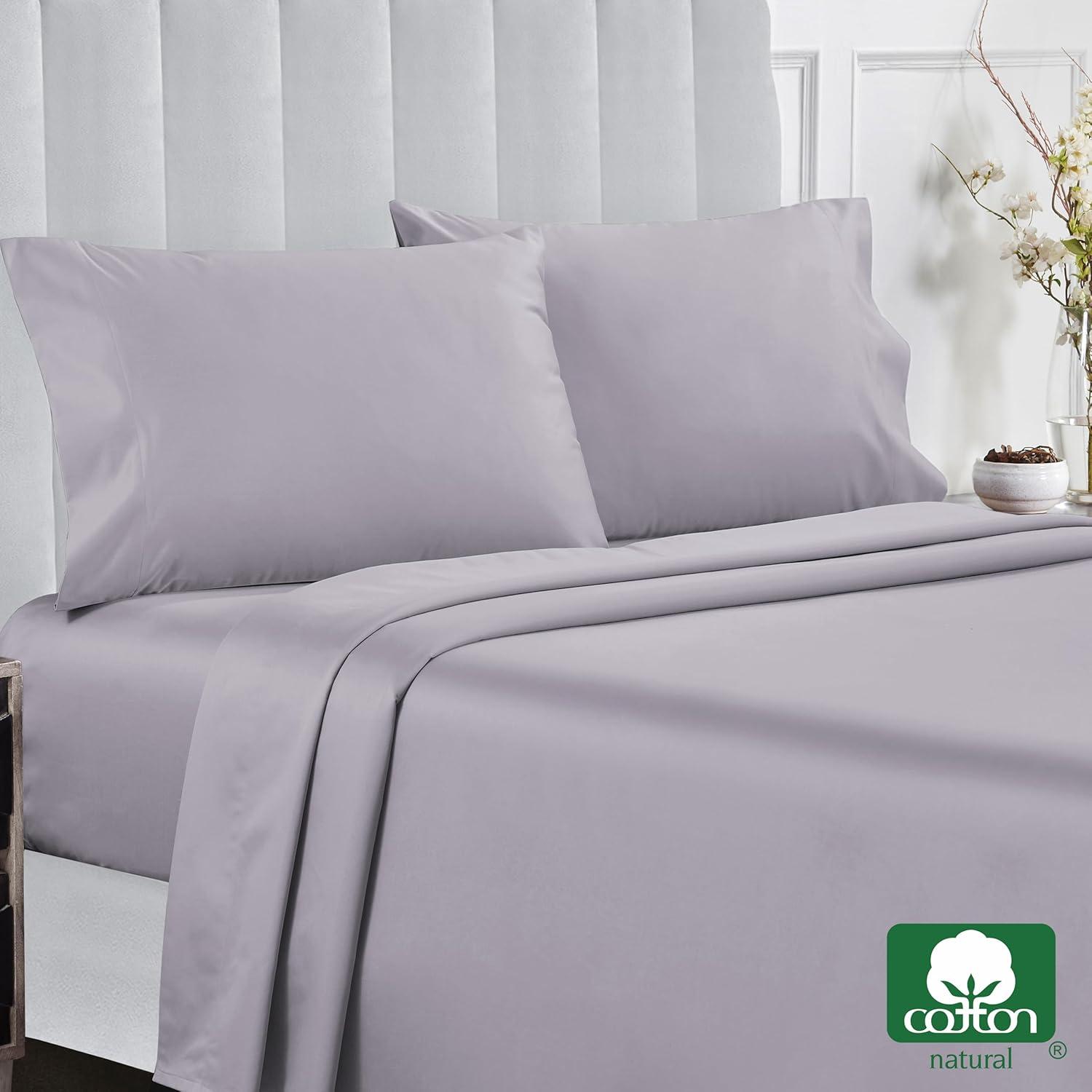 Lavender Gray Twin Cotton Sateen Sheet Set