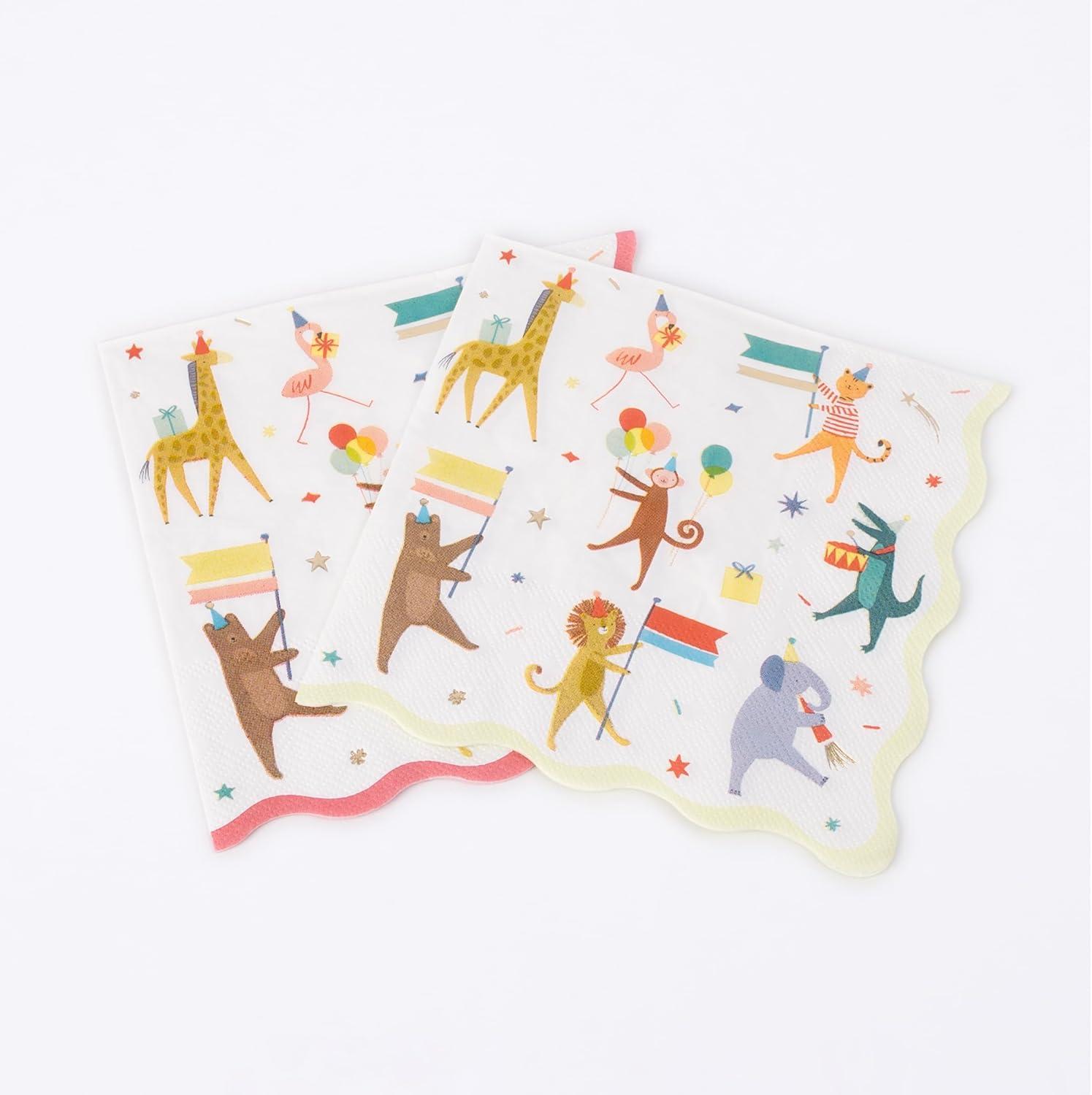 Meri Meri Animal Parade Large Napkins (Pack of 16)
