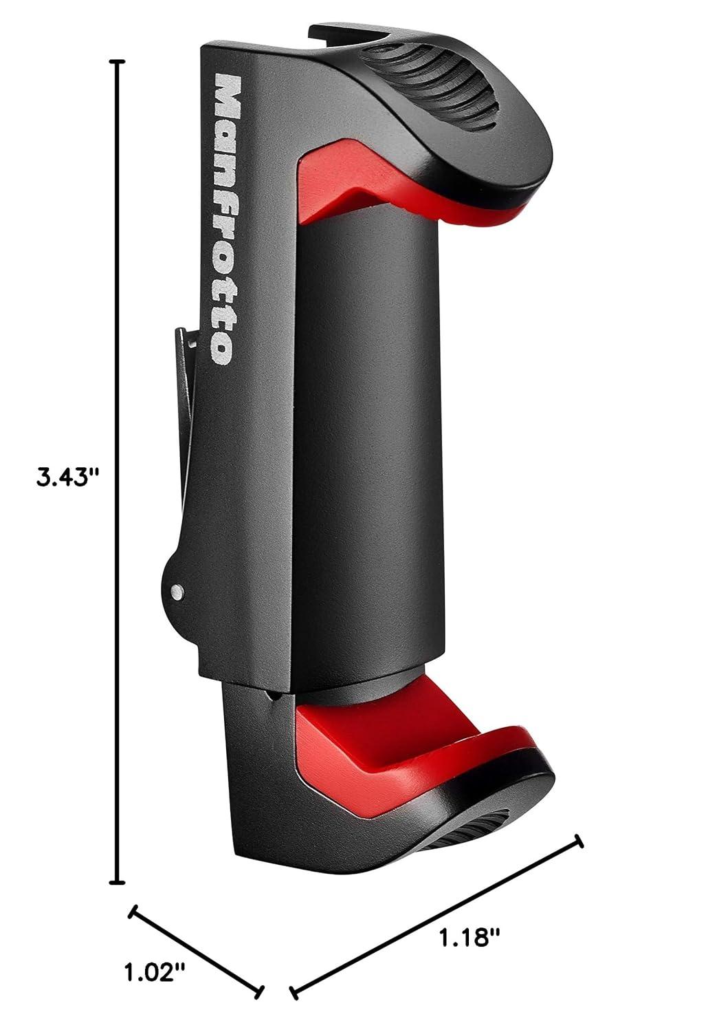 Manfrotto Universal Smartphone Clamp, Pro Version (MCPIXI), for Mini Camera Tripod, Table Tripod,Compact Tripod, Vlogging, Black