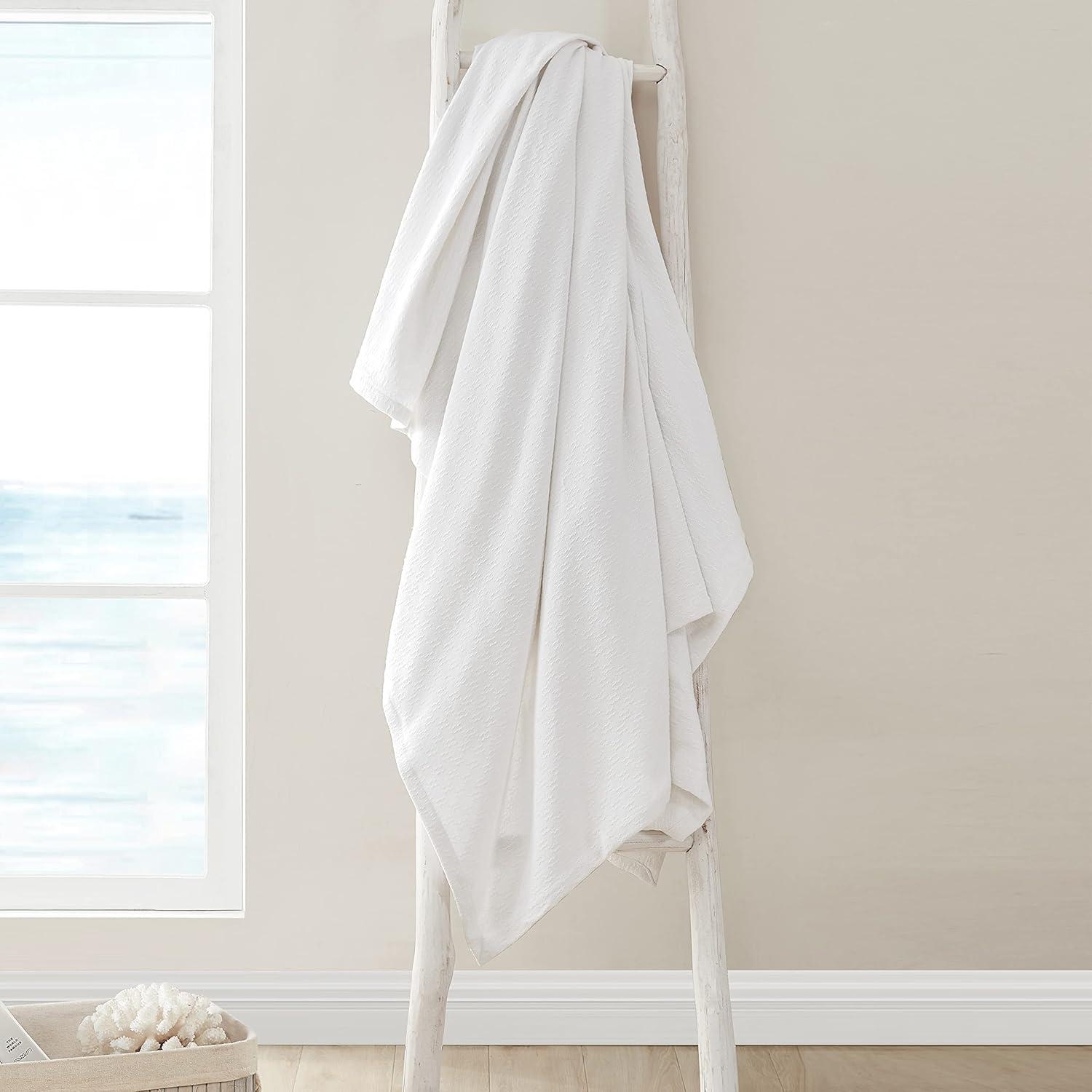 King Size Organic White Cotton Machine Washable Blanket