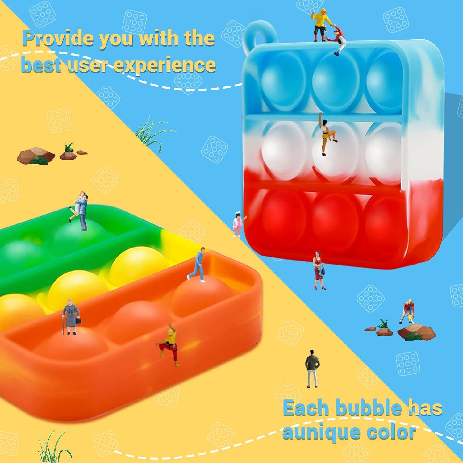 128 Pcs Party Favors Fidget Toys Bulk for Kids 6-8 Fidgets Packs Sensory Stress Bauble Mini Push Pop Keychain Treasure Box Classroom Prizes for Boy Girl Adult Easter Eggs Fillers