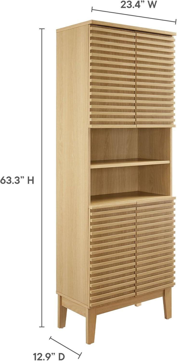 Render Tall Bathroom Storage Cabinet in Oak