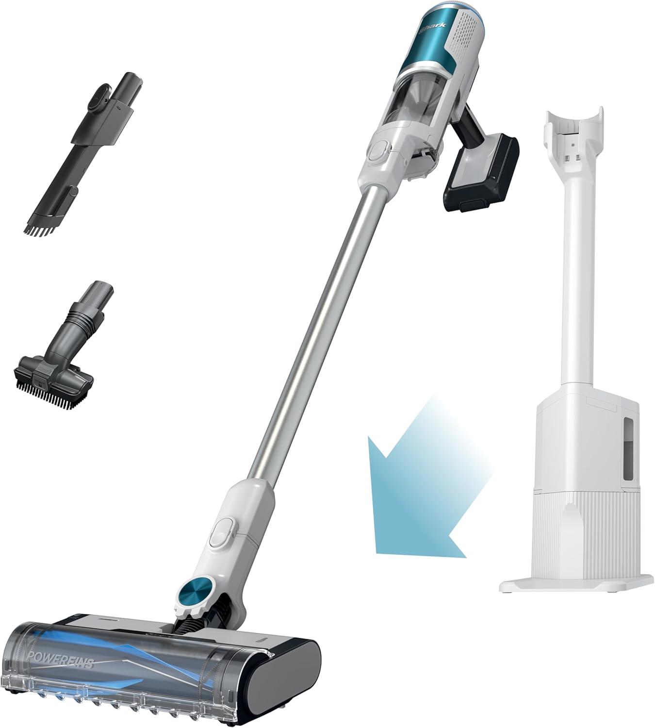 White Cordless Stick Vacuum with HEPA Filter and Auto-Empty System