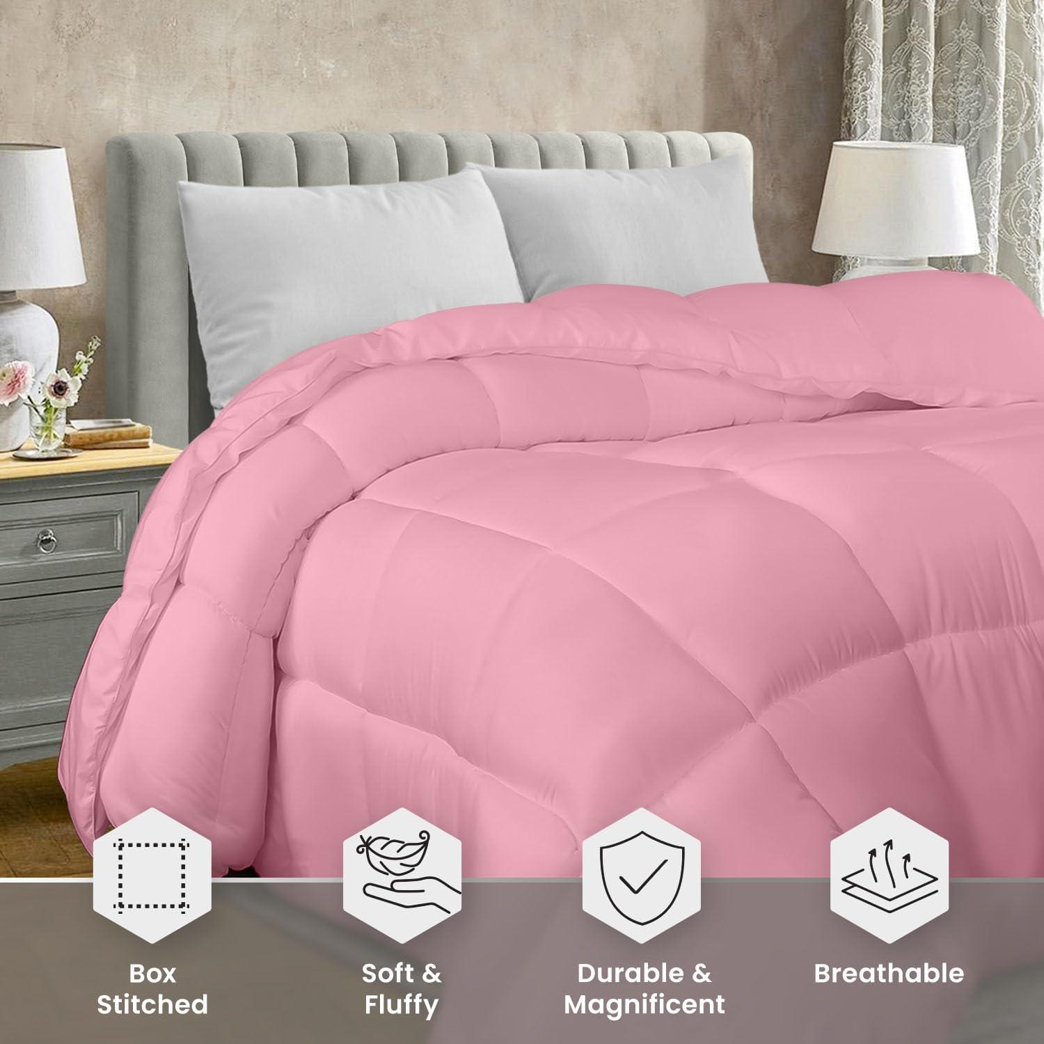 Utopia Bedding Comforter Duvet Insert, Quilted Comforter with Corner Tabs, Box Stitched Down Alternative Comforters Queen Size (Pink)