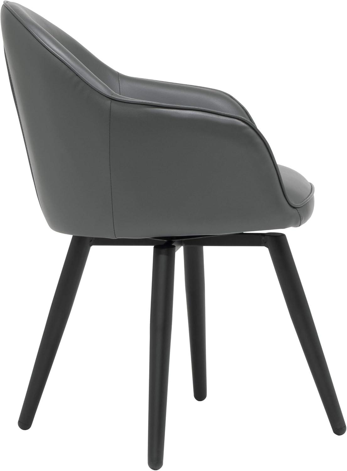 Dome Swivel Office/Dining/Guest Accent Chair with Arms Blended Leather Smoke Gray - Studio Designs Home: Metal Frame, Bonded Leather Upholstery
