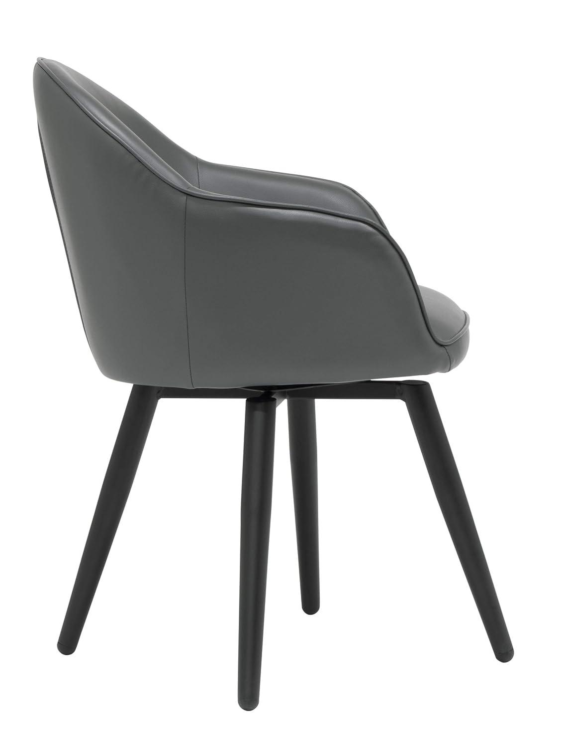 Dome Swivel Office/Dining/Guest Accent Chair with Arms Blended Leather Smoke Gray - Studio Designs Home: Metal Frame, Bonded Leather Upholstery
