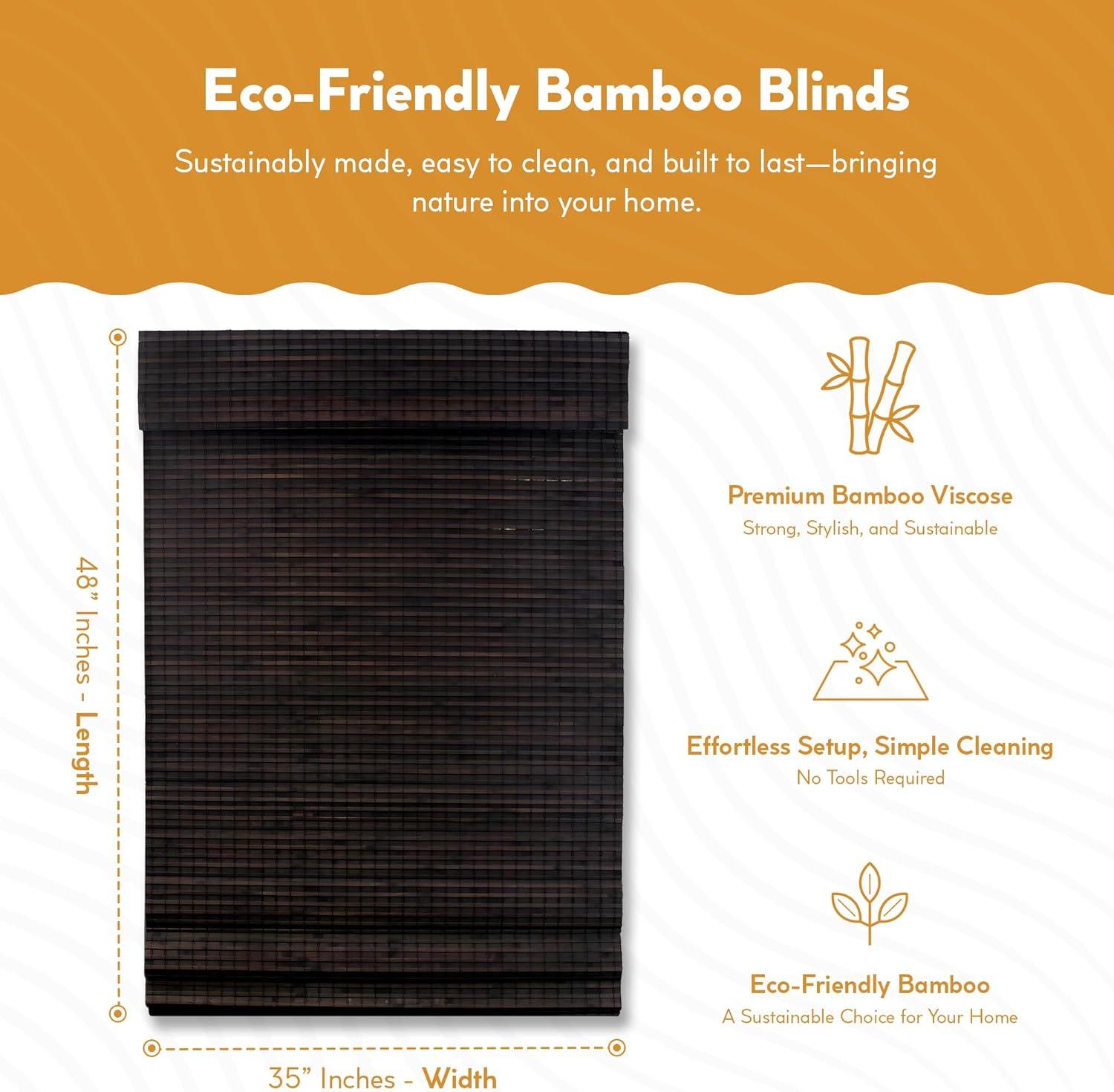 Espresso Bamboo Woven Blackout Cordless Roman Shade - 50" Width