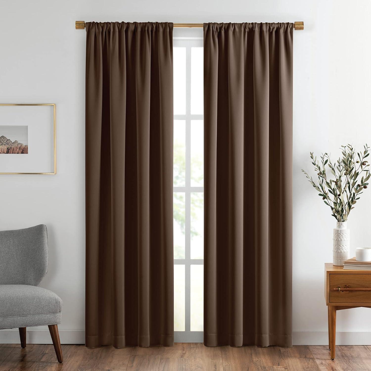 Vanderbilt Extra Wide Blackout Single Window Curtain Panel - 52" x 108" - Chocolate - SunVeil
