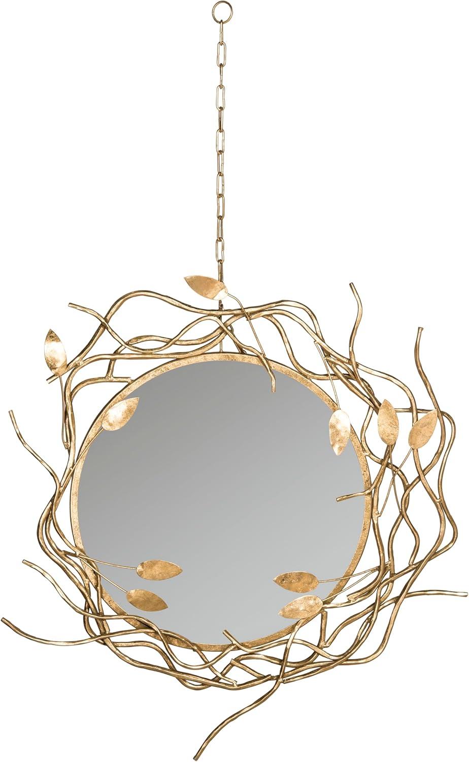 SAFAVIEH 21.1" Round Gold Wreath Mirror, Antique Gold