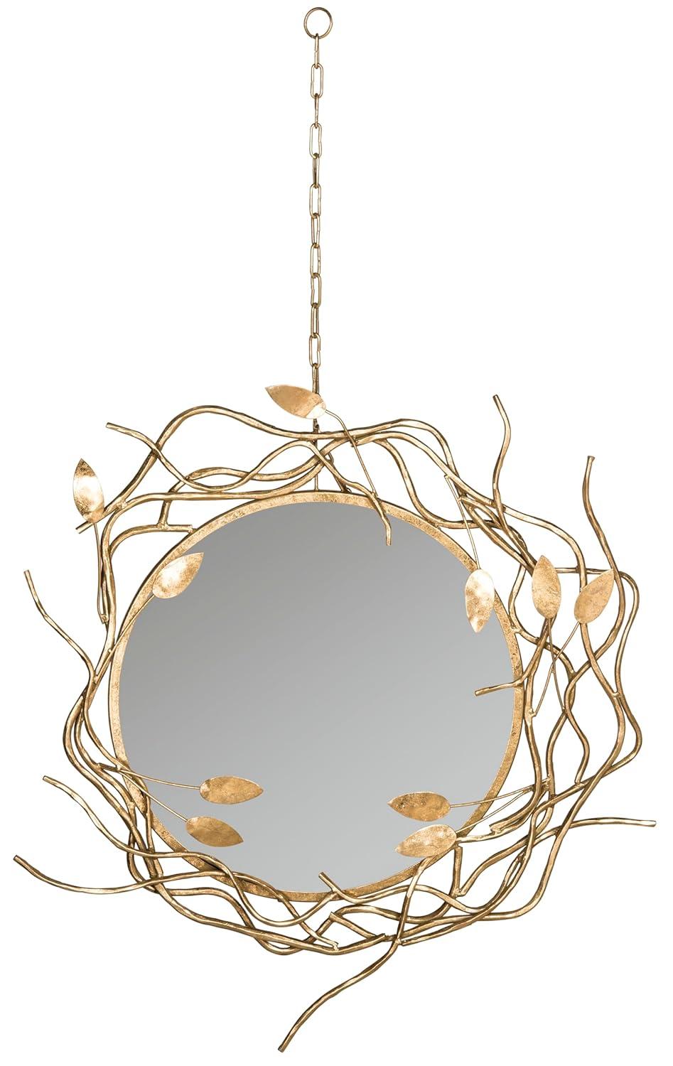 SAFAVIEH 21.1" Round Gold Wreath Mirror, Antique Gold