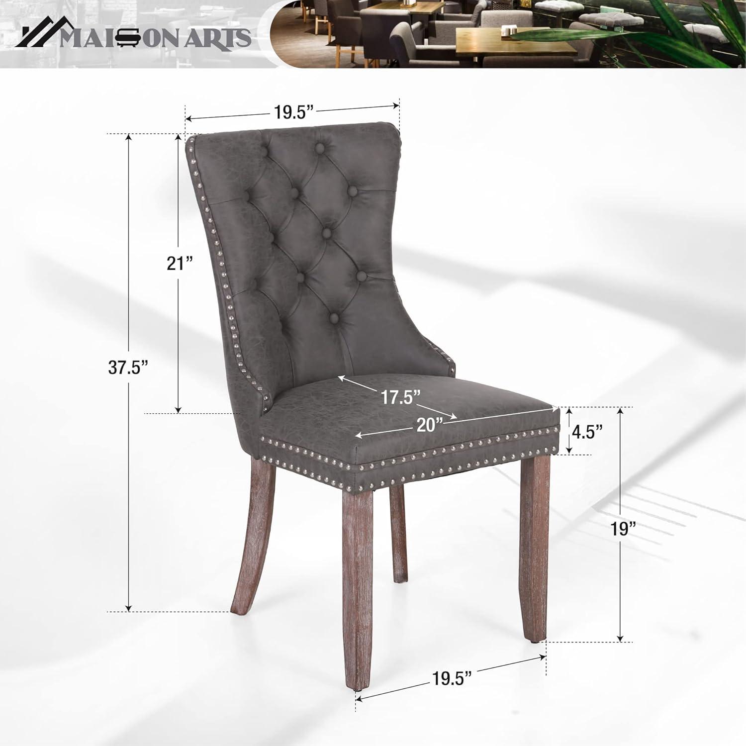 Modern Dining Chairs with Armrest Set of 6, Tufted Upholstered Dining Chairs with Nailhead Trim&Solid Wood Legs, Fabric Dining Room Chairs, Classic Accent Chair for Living Room, Bedroom, Gray, W15176