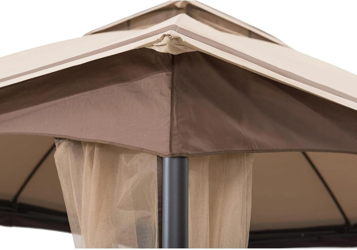 Sunjoy 2 Tone Striped 10.5 x 13 ft. 2 Tier Fabric Topped Steel Gazebo