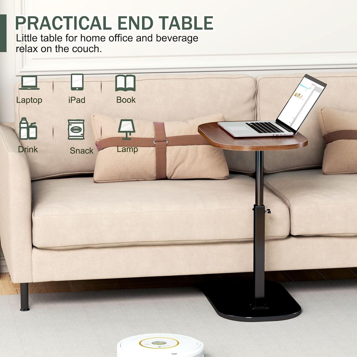 17 Stories C Shaped Side Table,Adjustable Height C Table End Table For Couch,360°Swivel Couch Side Tables Slide Laptop Desk For Sofa/Bed/Bathtub/Rotating Tabletop