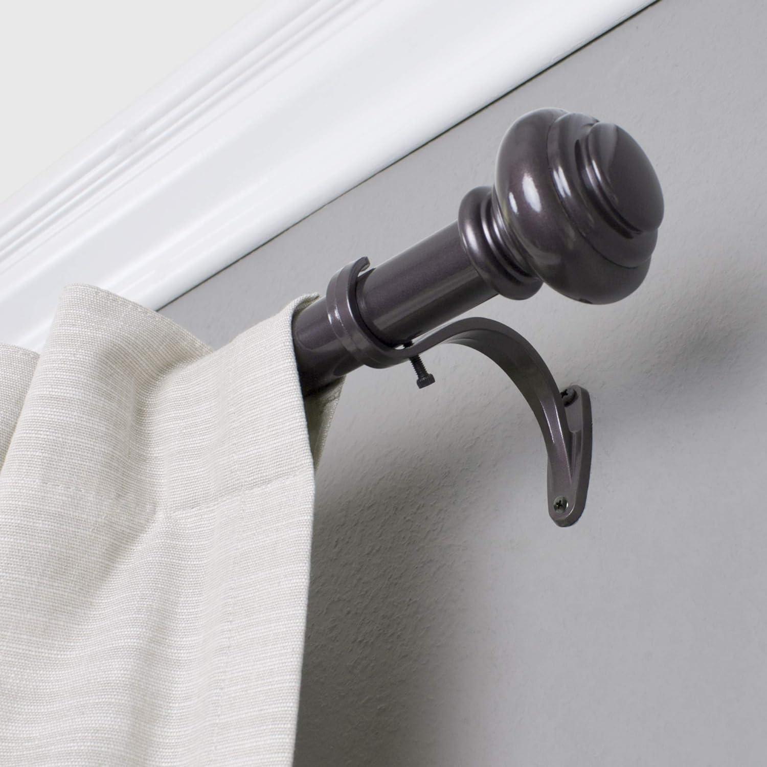 Bronze Adjustable Curtain Rod with Finial, 18-36 Inches