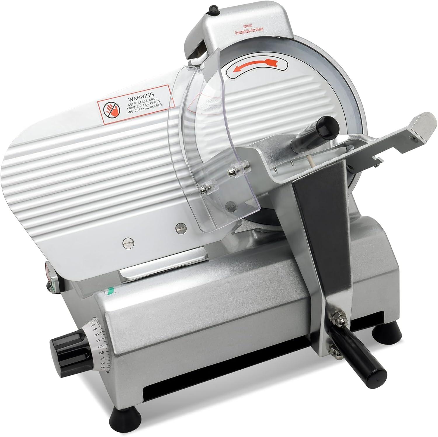 10" Stainless Steel Electric Meat Slicer with Adjustable Thickness