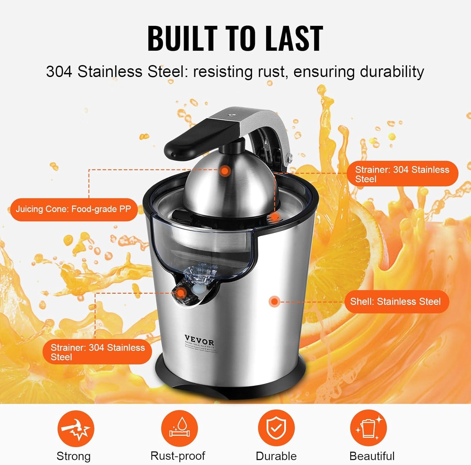 Stainless Steel Electric Citrus Juicer with Soft Grip Handle