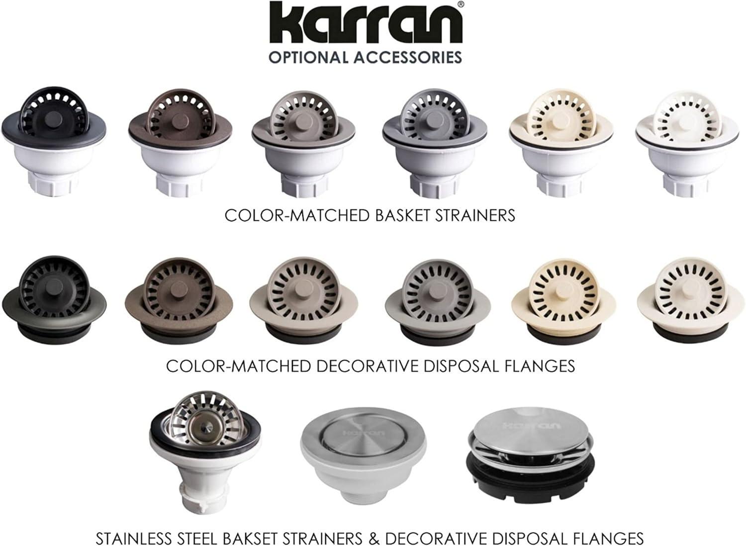 Karran Quartz Composite 18'' X 16'' Single Bowl Drop-in or Undermount Kitchen Sink