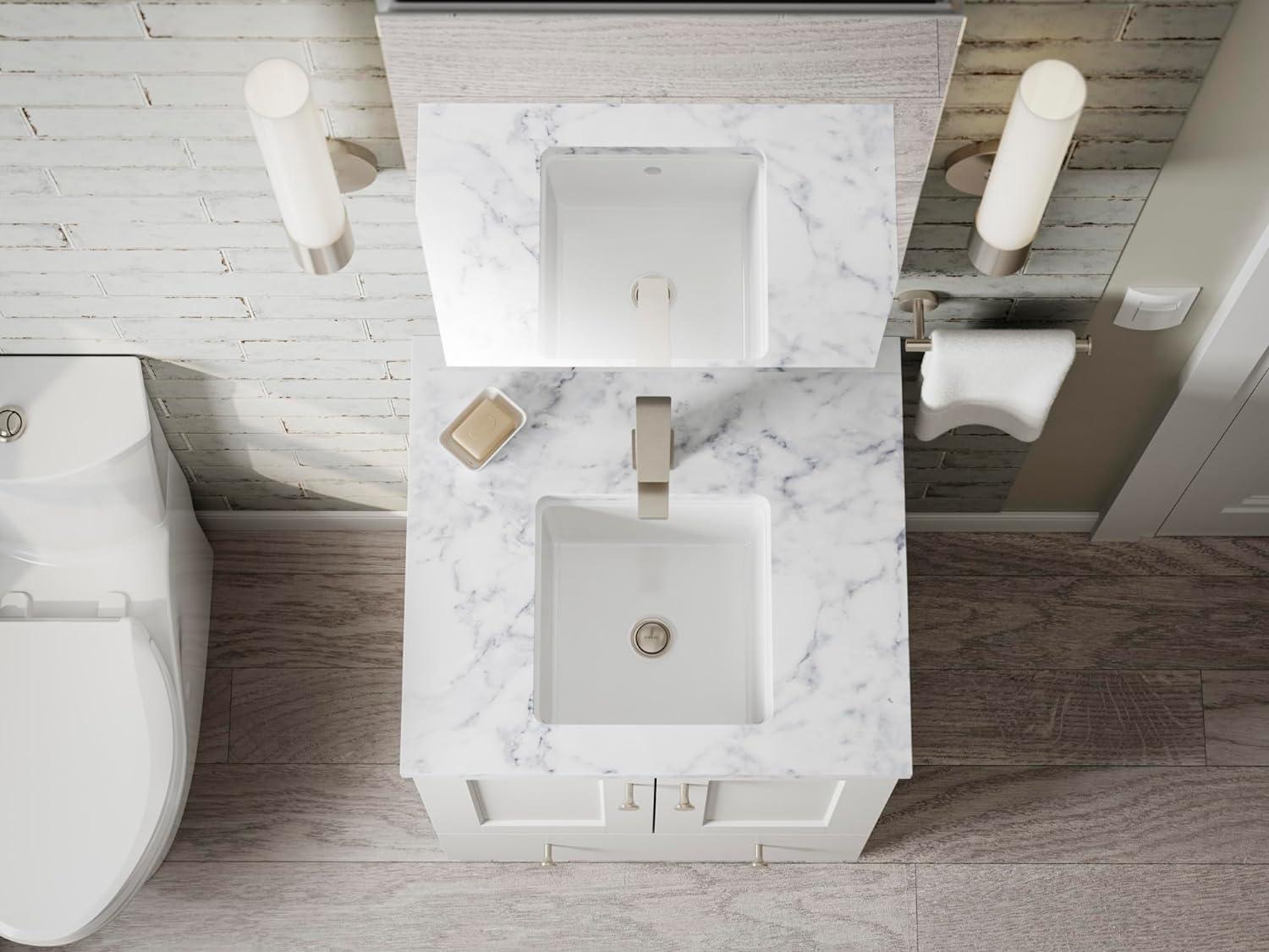 Verticyl Vitreous China Square Undermount Bathroom Sink with Overflow