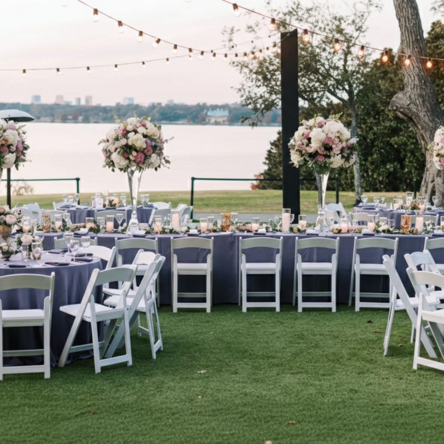 4 Pack Folding Chairs, Lightweight Resin Folding Chairs, Comfortable Event Chair Padded Seats Indoor Outdoor for Party Picnic School Wedding, White