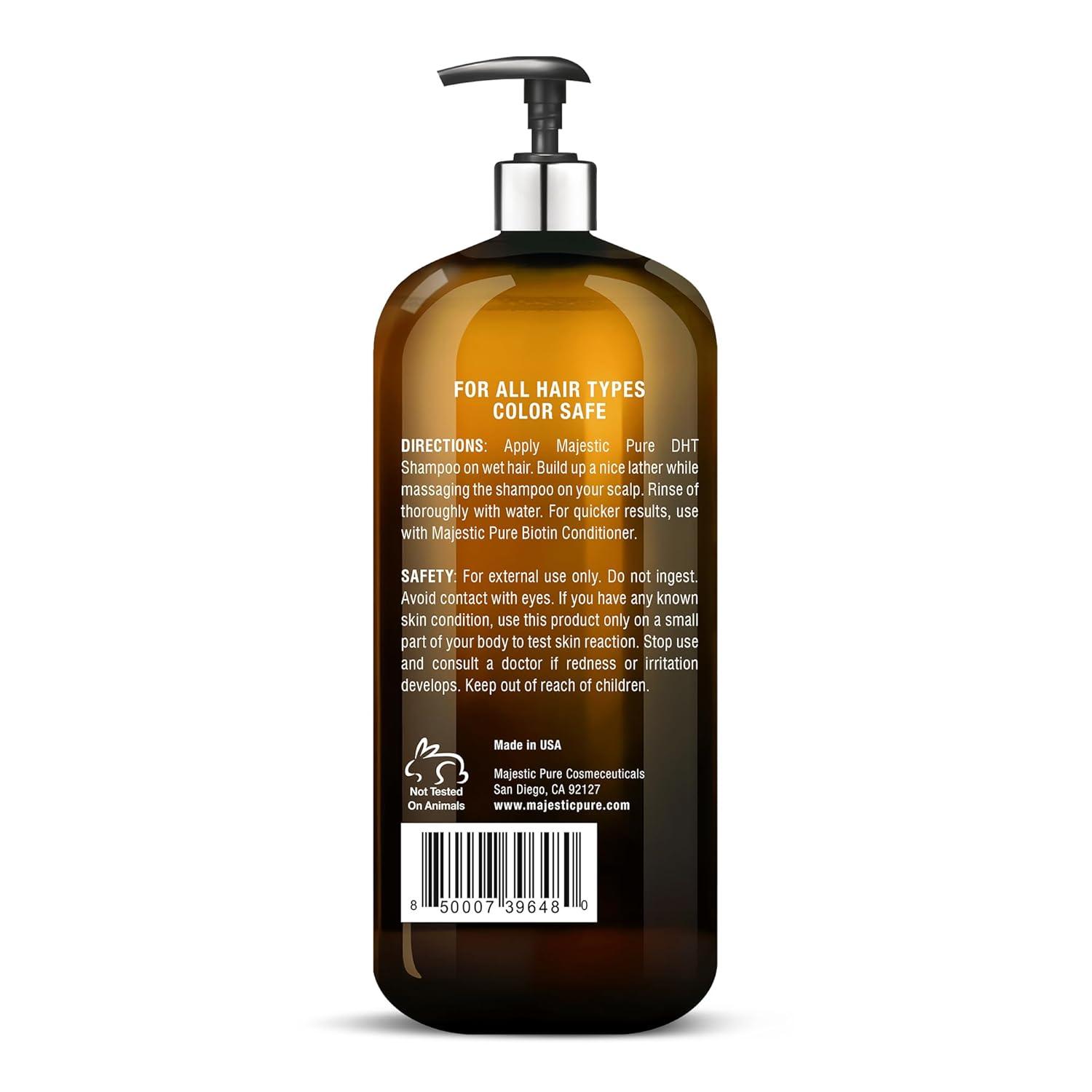 Majestic Pure Biotin Shampoo with DHT Blocker - Hydrating & Sulfate Free for Thin Hair - 16 fl oz