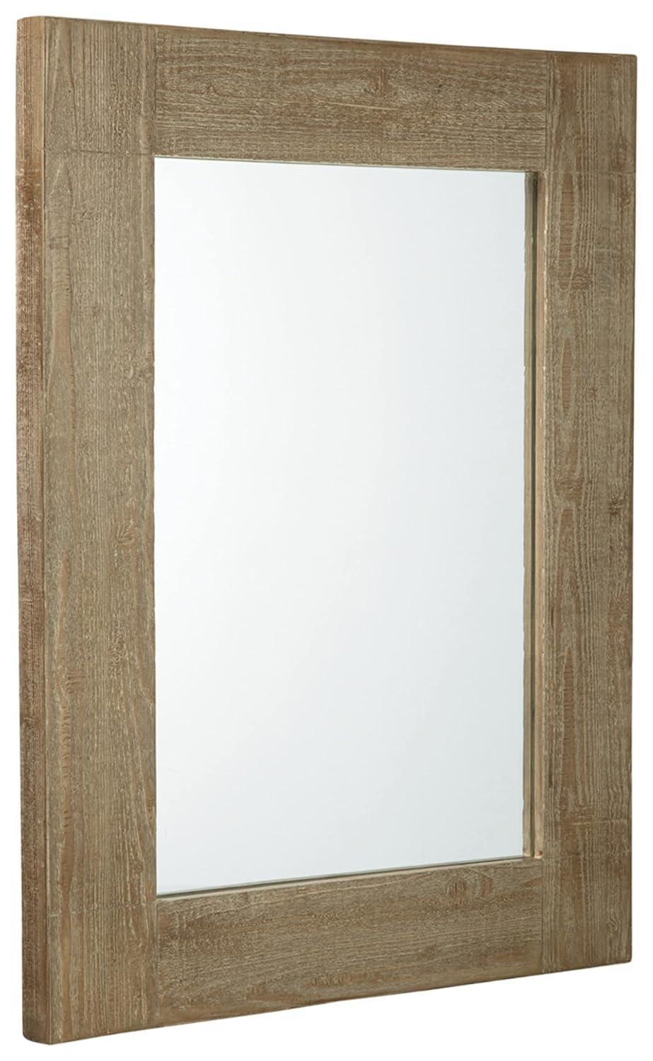 Signature Design by Ashley Casual Waltleigh Accent Mirror  Distressed Brown