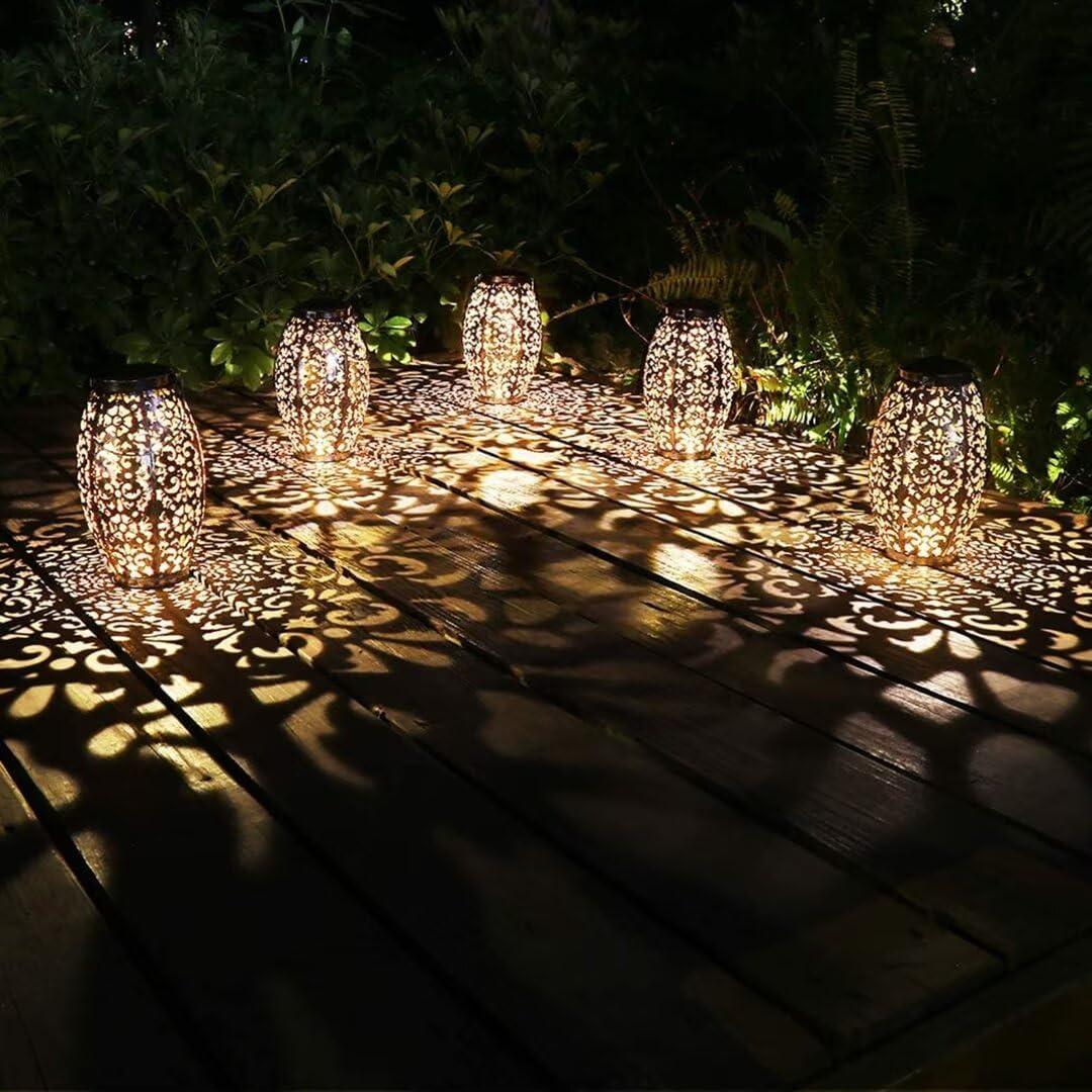 Kaixoxin Solar Lantern Lights for Hanging or Table Outdoor Solar Light for Patio Courtyard Garden (Silver-1)