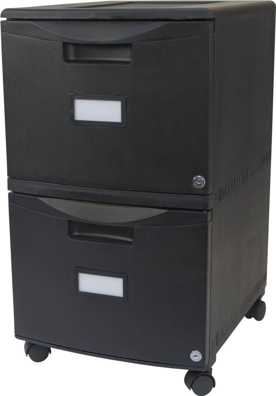 Black Mobile 2-Drawer Lockable Legal Size File Cabinet