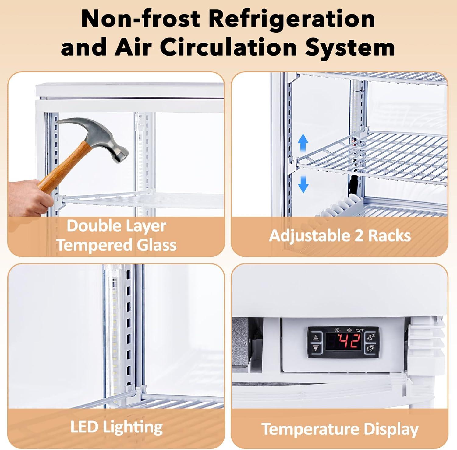 White Double Glass Door Commercial Display Refrigerator