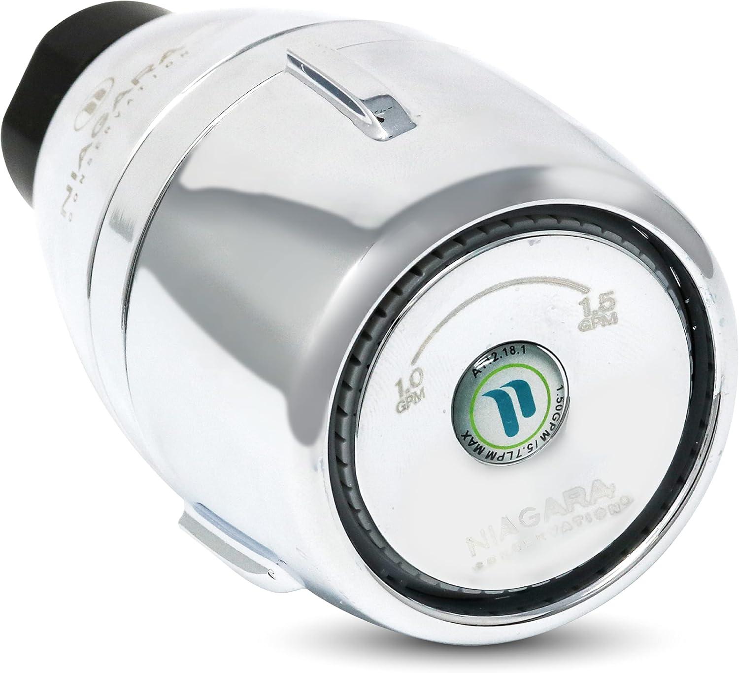 Niagara Conservation N2610CH Bi-Max 1-Spray with 1.0-1.5 GPM 2.125-in. Wall Mount Adjustable Fixed Shower Head in Chrome, 1-Pack | Bathroom Shower Head Sprayer with Pressure Compensation