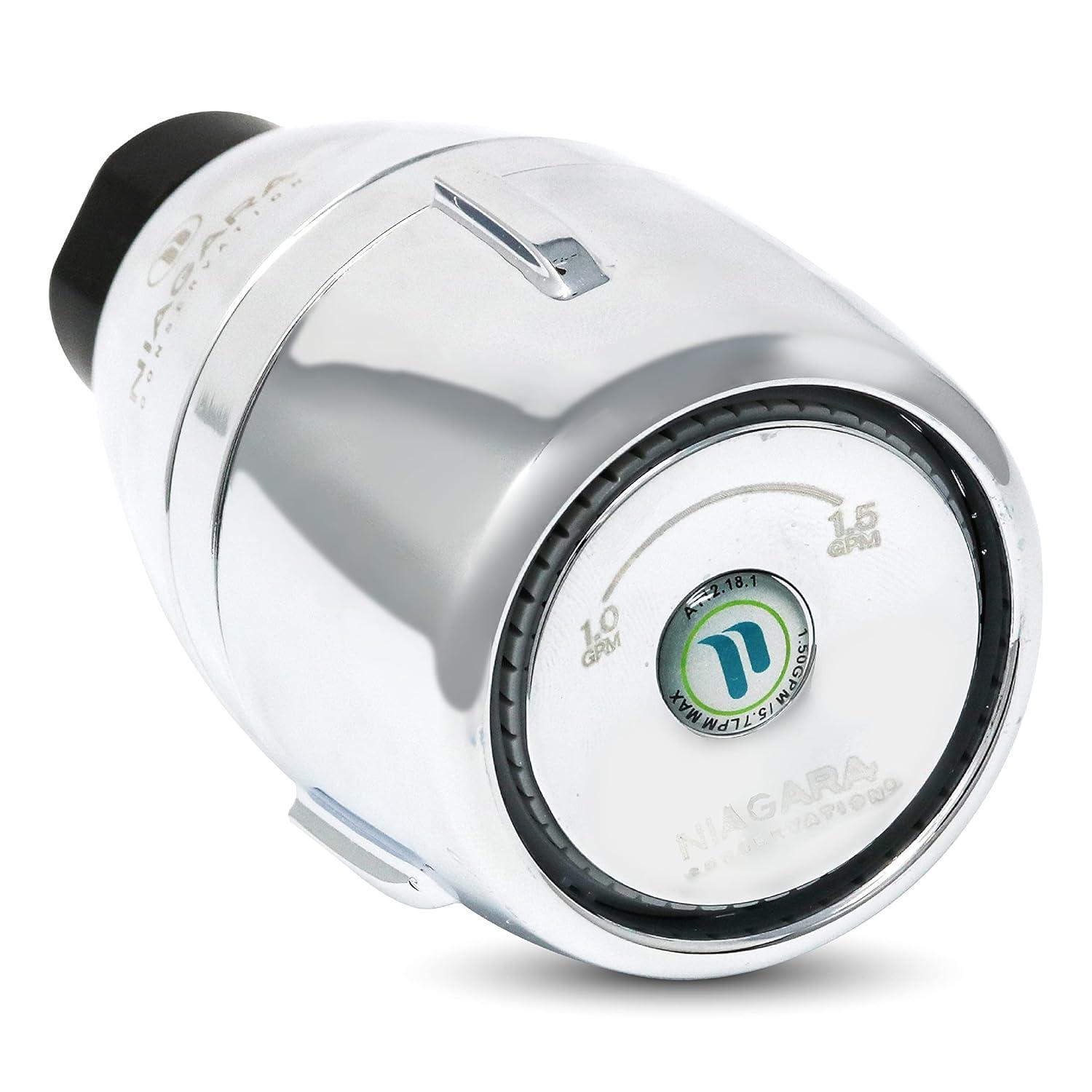 Niagara Conservation N2610CH Bi-Max 1-Spray with 1.0-1.5 GPM 2.125-in. Wall Mount Adjustable Fixed Shower Head in Chrome, 1-Pack | Bathroom Shower Head Sprayer with Pressure Compensation